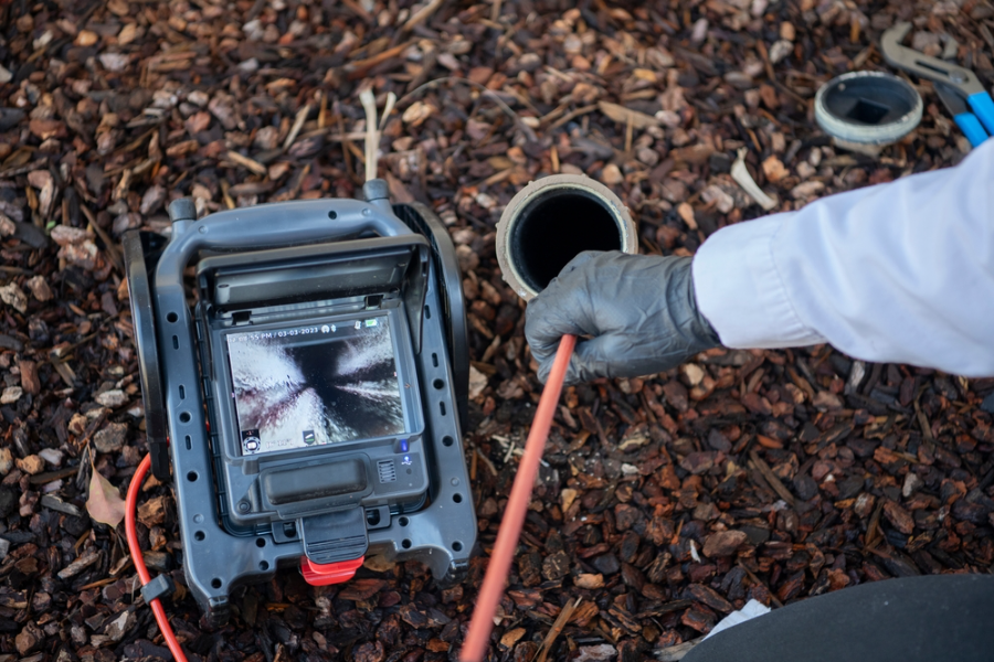 Sewer camera inspection locating a line problem before a slab repair in Murrieta